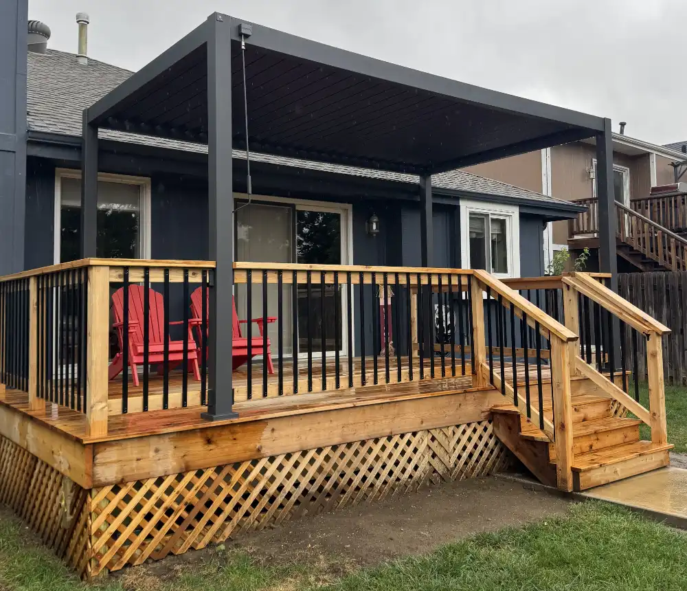 Cedar Wood Deck With Aluminum Pergola cedar deck aluminum pergola omaha ne header